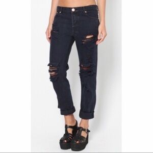 One Teaspoon Awesome Baggies Jeans Black Oak Straight leg Distressed 25